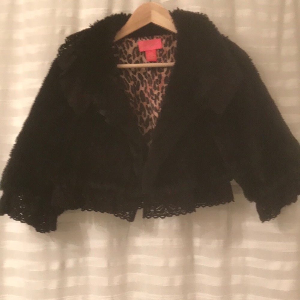 Betsey Johnson faux fur shrug
